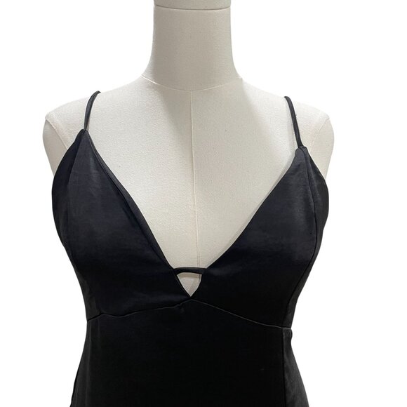 Black Satin Midi Slip Dress Wild Fable XXL Minimalist Occasion Holiday Glam - Picture 7 of 10